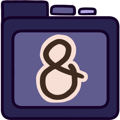 A purple file folder with an ampersand on it.